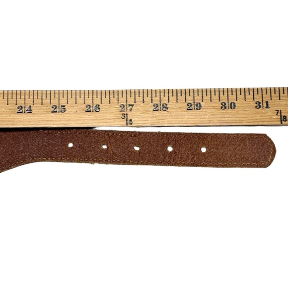 belt J. CREW XS/S tan leather stretch 2" wide 25"-29-30" waist covered buckle - Picture 10 of 12
